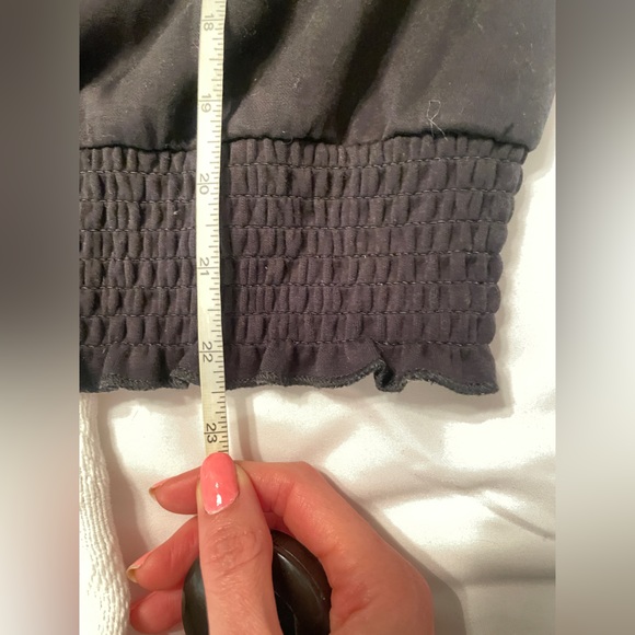 Cynthia Rowley Black Short Sleeved Sweatshirt Crop Top Ruched Waist Size Medium - Picture 5 of 8